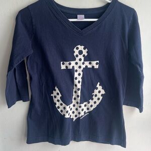 Navy Anchor Design Long Sleeve Tee